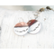 round flame painted and white copper enameled earrings with blackened sterling wire representing running wolves across snow